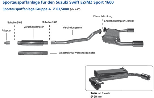 BASTUCK Komplettanlage für Suzuki Swift Sport 1,6 EZ/MZ