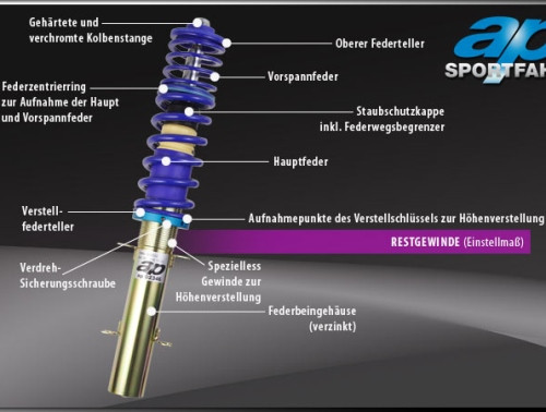 AP Gewindefahrwerk für Suzuki Swift 1,6 Sport NZ 2010-