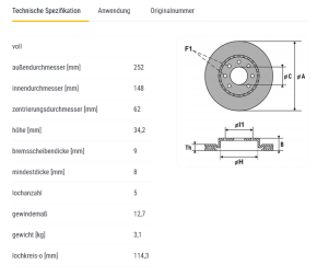 CTC Rotinger Sportbremsscheiben HA für Suzuki Swift Sport AZ 2017-2024  ZC33S   Motor K14C + K14D Hybrid