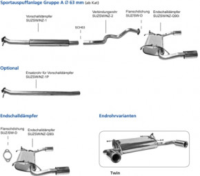 BASTUCK Abgasanlage ab KAT für Suzuki Swift Sport NZ